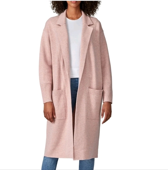 NWT J. Crew Pink Merino Wool Blend Long Open Front Cardigan